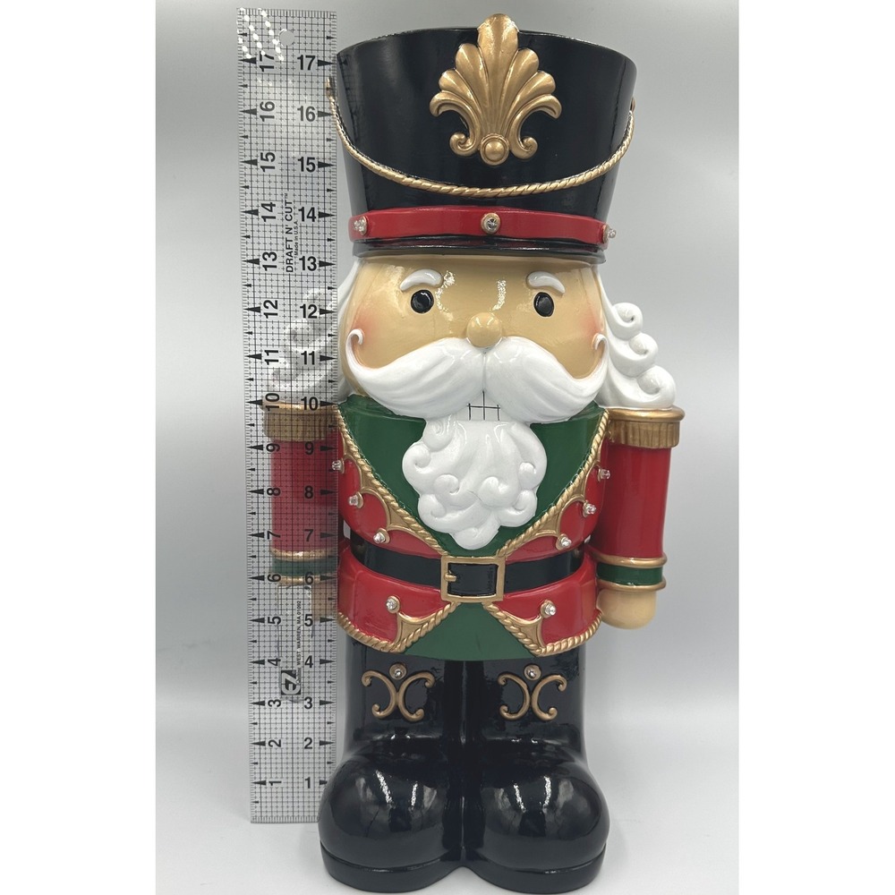 Christmas Nutcracker with LED Lights Red Green 17.5 in Holiday Decor Tested Work - Picture 8 of 15